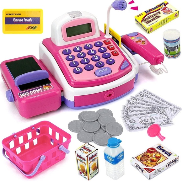 Prextex Pretend Play Pink Cash Register Toy - Picture 4 of 4